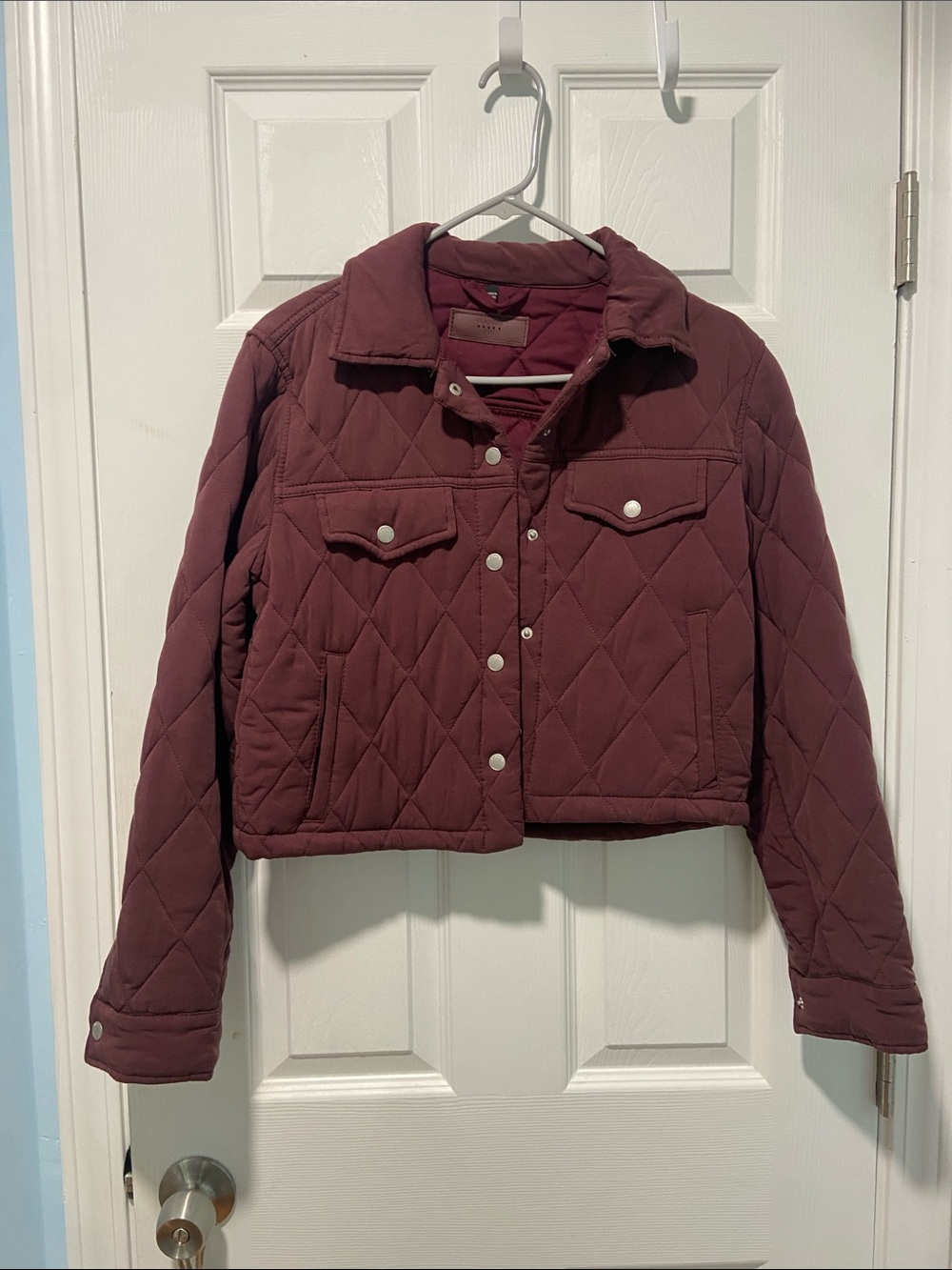 Blank NYC Quilted Cropped Jacket in Burgundy